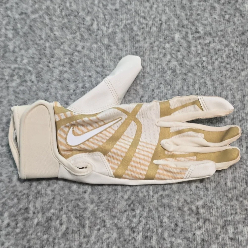 Nike Women's Full Finger Baseball/Softball Batting Glove Size M White/Gold